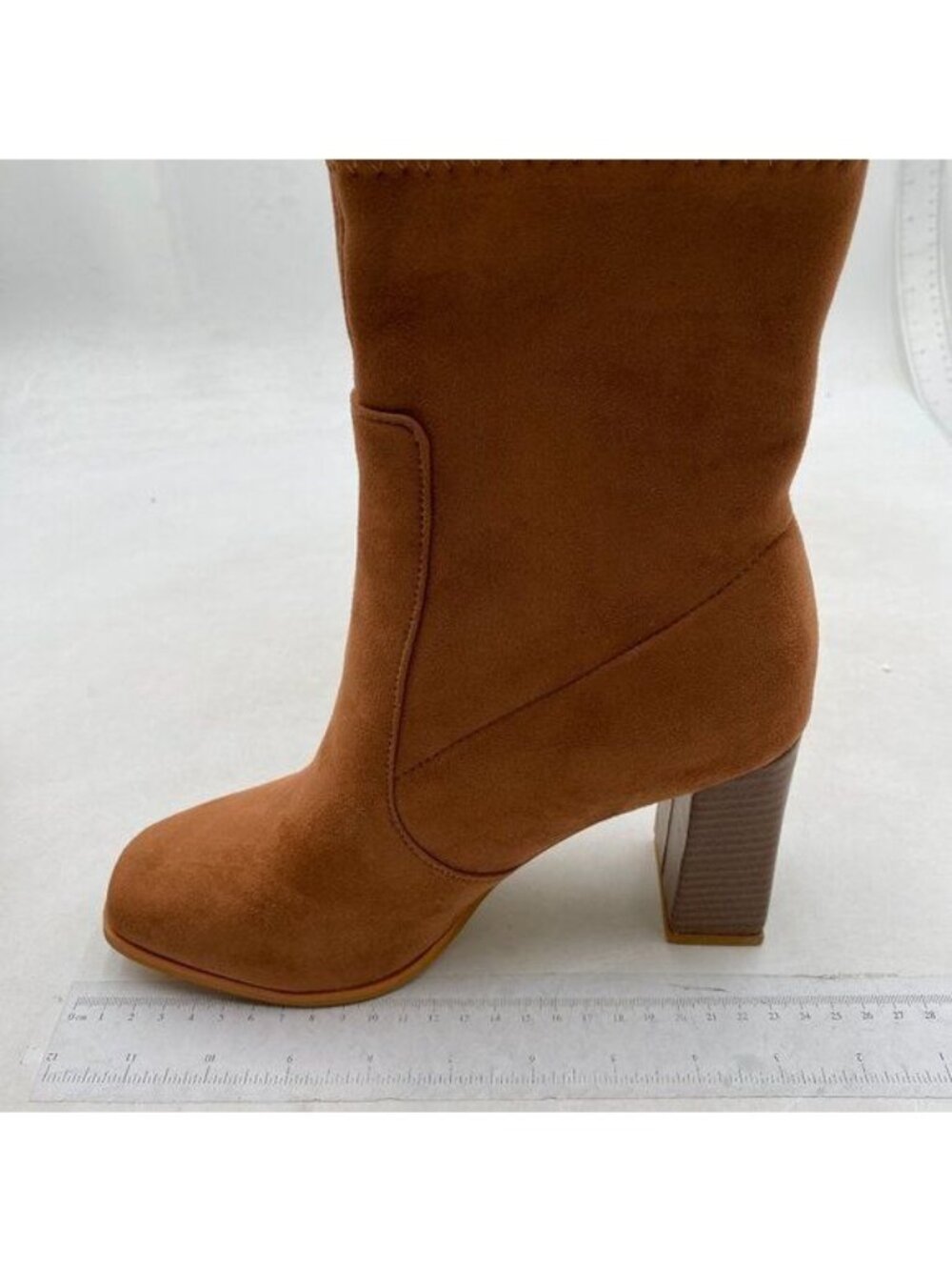 Square Toe Boots for Women Ankle Boots With Chunky Heel Short Dress Boots Brown